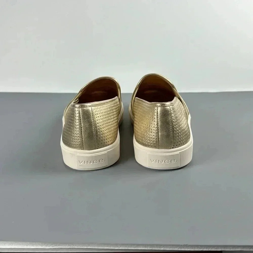 Vince Metallic Gold Perforated Slip-On Sneakers - Picture 3 of 7